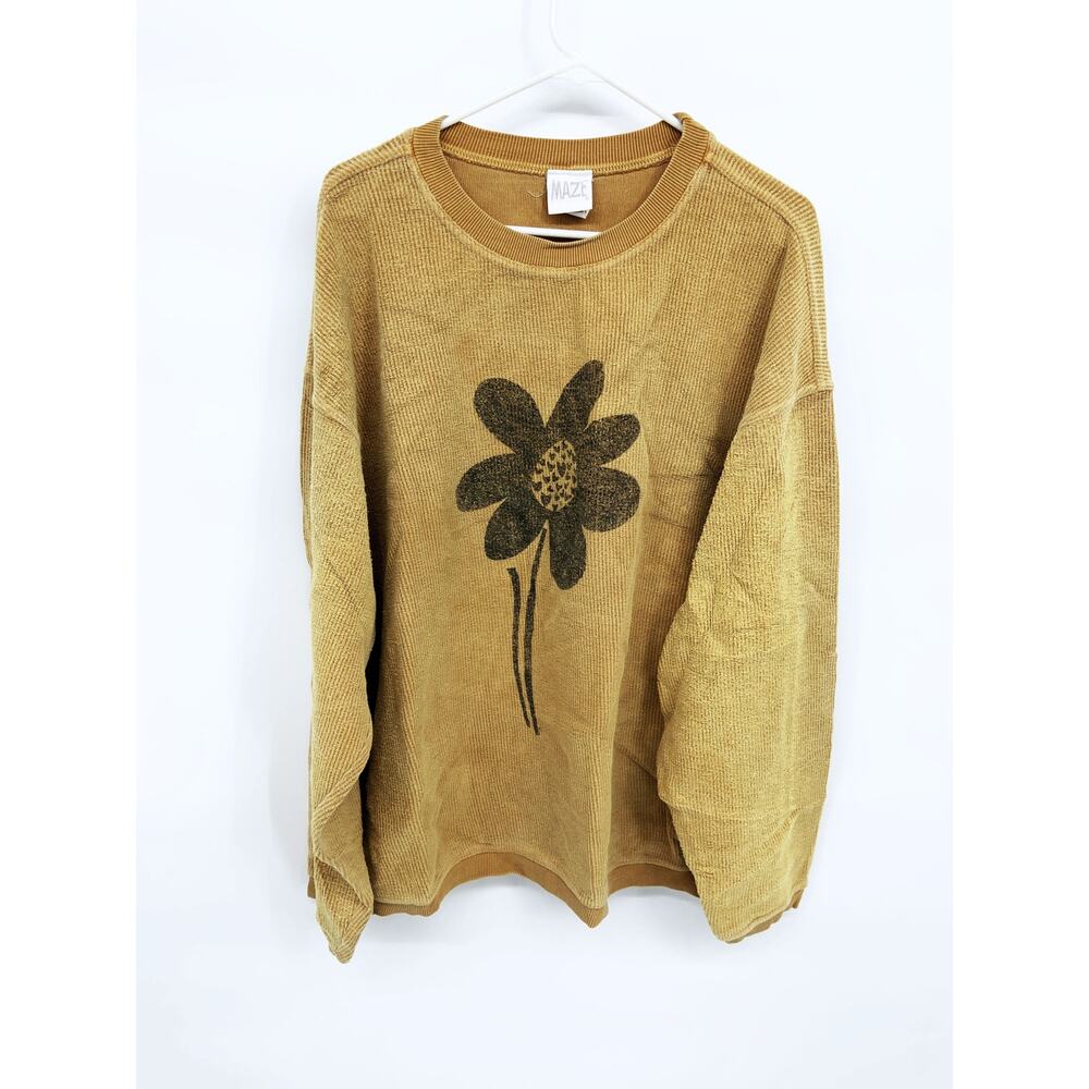 Maze GoldCrewneck Sweatshirt Big Flower  Print Size L